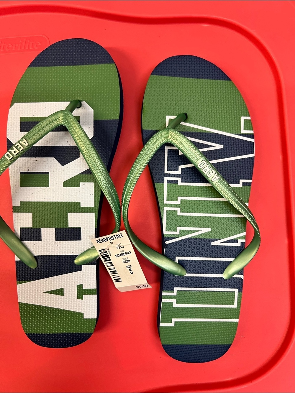 NWT Aeropostale aero flip flop sandals women’s 9 blue green